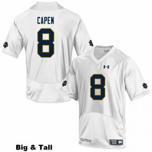 Notre Dame Fighting Irish Men's Cole Capen #8 White Under Armour Authentic Stitched Big & Tall College NCAA Football Jersey VGE4899MU